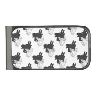 Hand Silhouette Billy Goat Gray Gunmetal Finish Money Clip