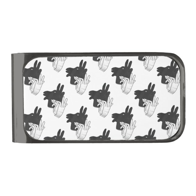 Hand Silhouette Billy Goat Gray Gunmetal Finish Money Clip (Front)