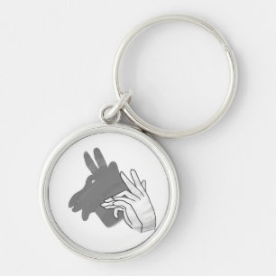 Hand Silhouette Billy Goat Gray Keychain
