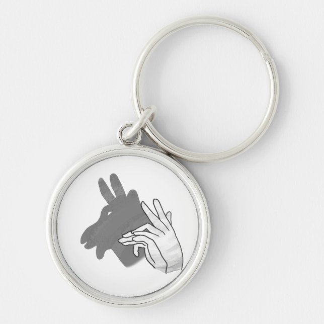 Hand Silhouette Billy Goat Gray Keychain (Front)