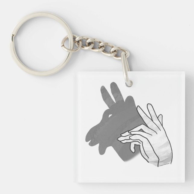 Hand Silhouette Billy Goat Gray Keychain (Front)