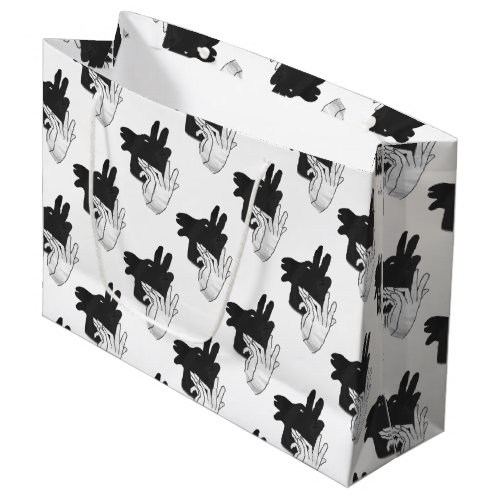 Hand Silhouette Billy Goat Gray Large Gift Bag