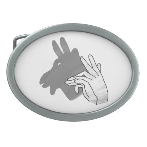 Hand Silhouette Billy Goat Gray Oval Belt Buckle