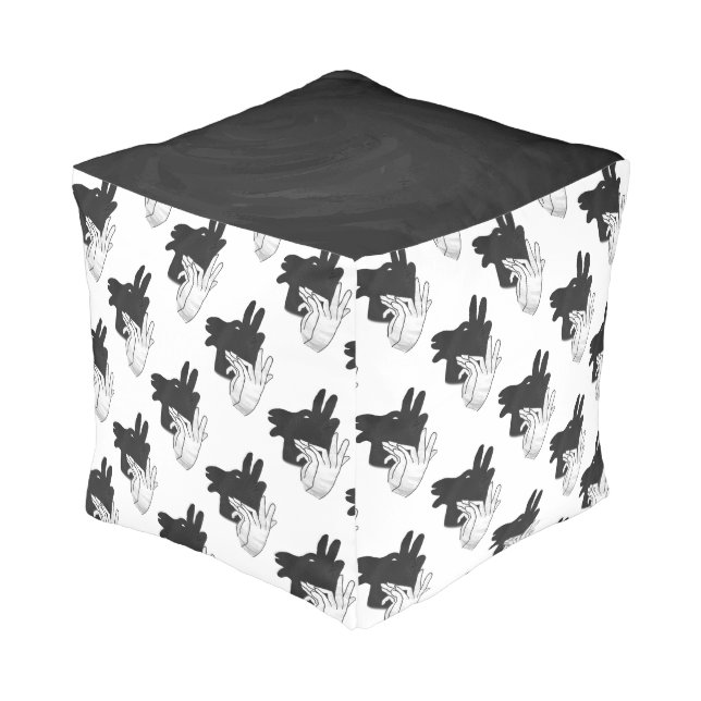 Hand Silhouette Billy Goat Gray Pouf (Angled Back)