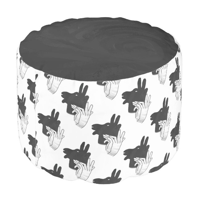 Hand Silhouette Billy Goat Gray Pouf (Angled Back)