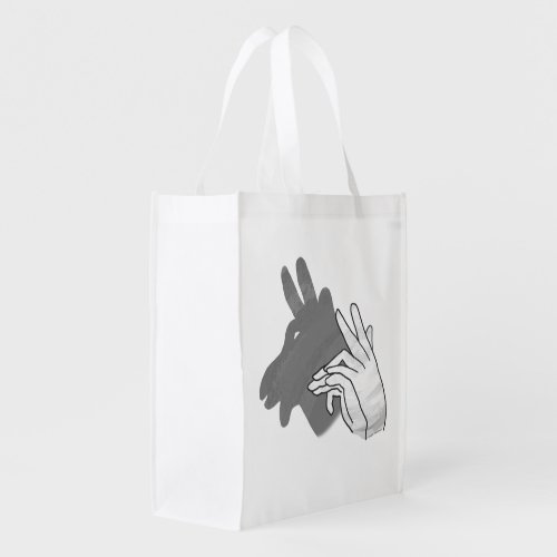 Hand Silhouette Billy Goat Gray Reusable Grocery Bag
