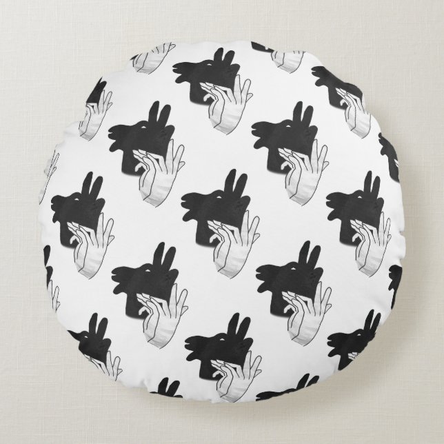 Hand Silhouette Billy Goat Gray Round Pillow (Front)