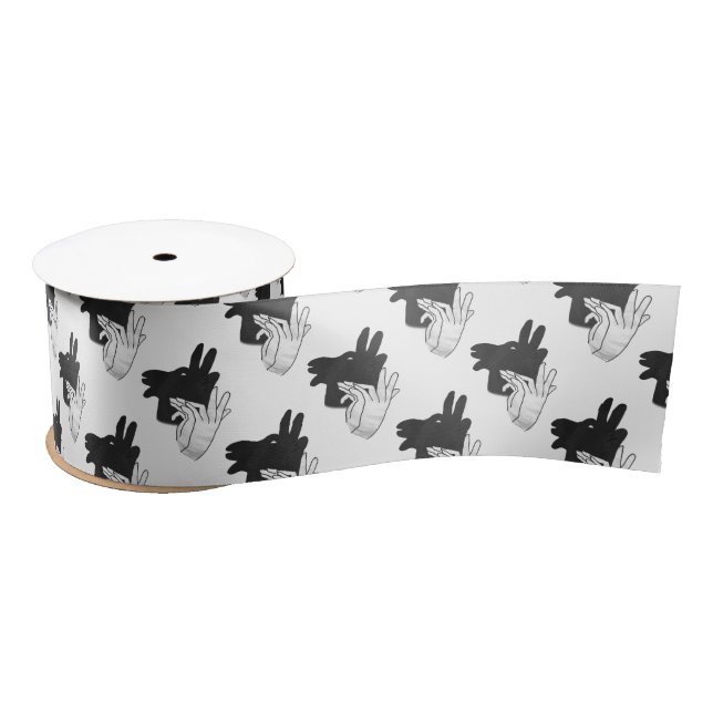 Hand Silhouette Billy Goat Gray Satin Ribbon (Spool)