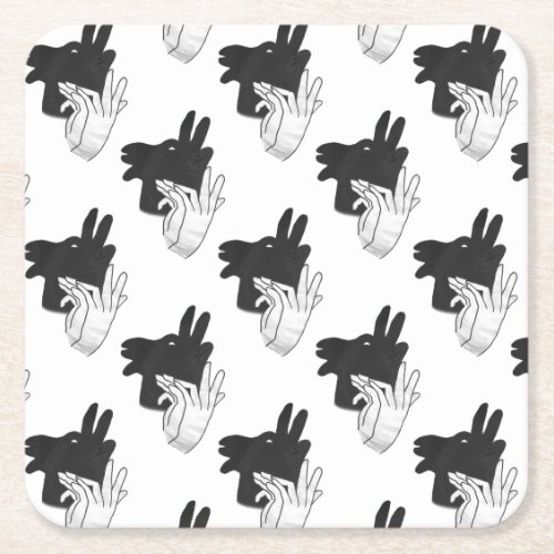 Hand Silhouette Billy Goat Gray Square Paper Coaster
