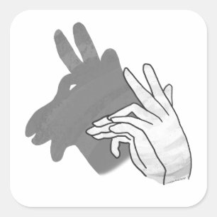Hand Silhouette Billy Goat Gray Square Sticker