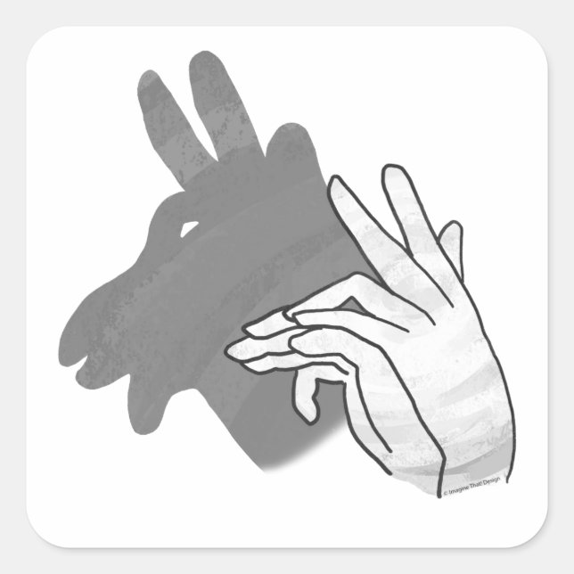 Hand Silhouette Billy Goat Gray Square Sticker (Front)