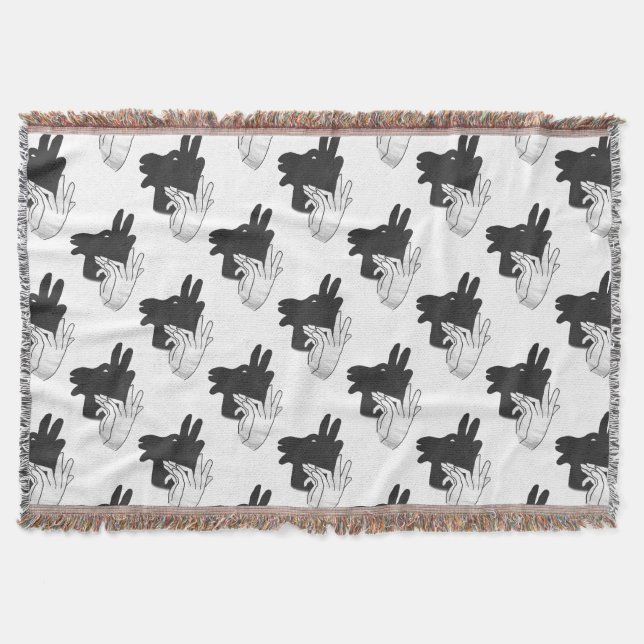 Hand Silhouette Billy Goat Gray Throw Blanket (Front)