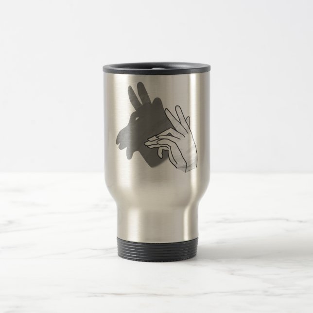 Hand Silhouette Billy Goat Gray Travel Mug (Center)