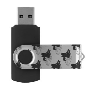 Hand Silhouette Billy Goat Gray USB Flash Drive