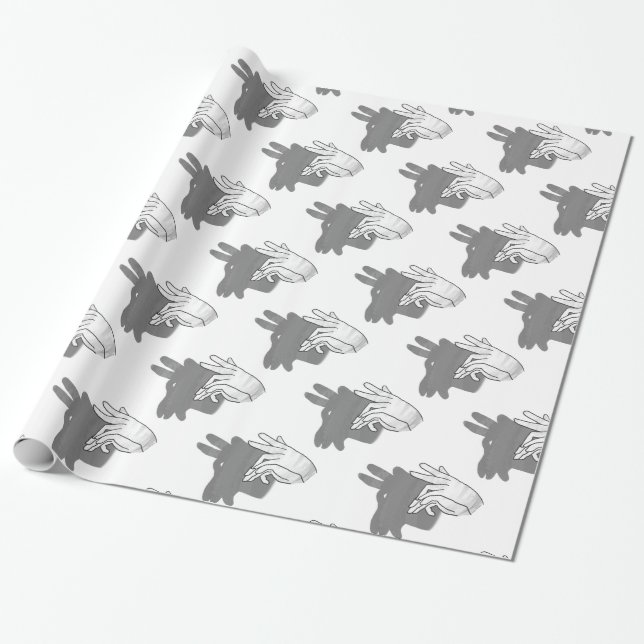 Hand Silhouette Billy Goat Gray Wrapping Paper (Unrolled)