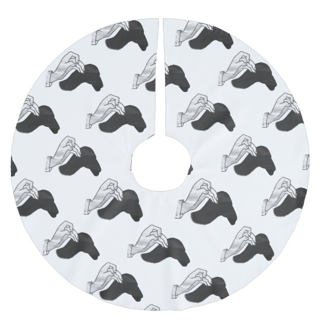 Hand Silhouette Camel Brushed Polyester Tree Skirt (Front)