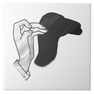 Hand Silhouette Camel Ceramic Tile