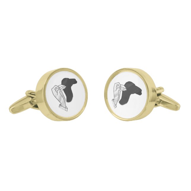 Hand Silhouette Camel Gold Cufflinks (Angled)