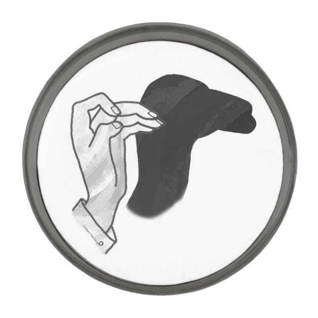 Hand Silhouette Camel Gunmetal Finish Lapel Pin (Front)
