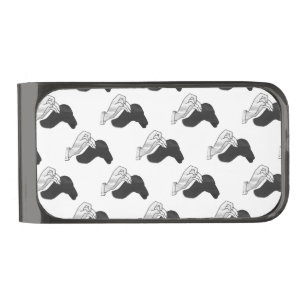 Hand Silhouette Camel Gunmetal Finish Money Clip
