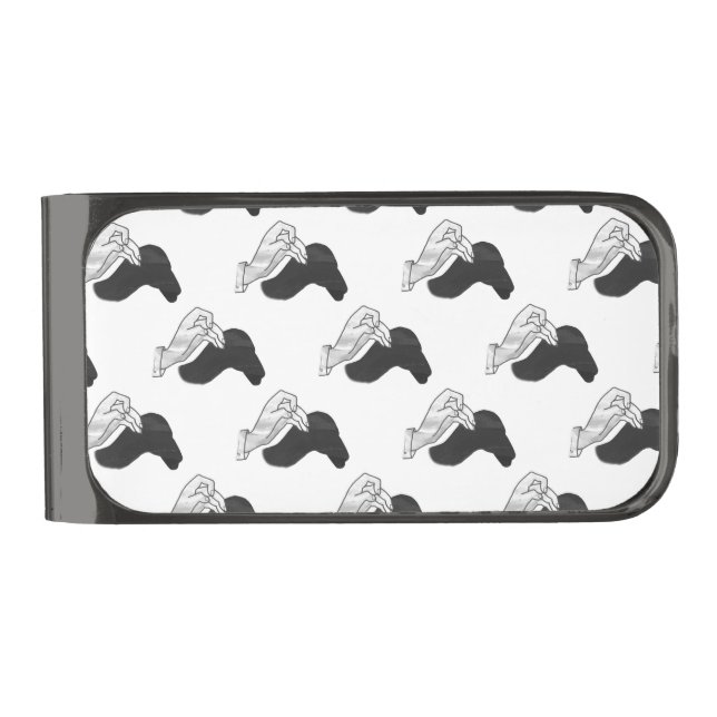 Hand Silhouette Camel Gunmetal Finish Money Clip (Front)
