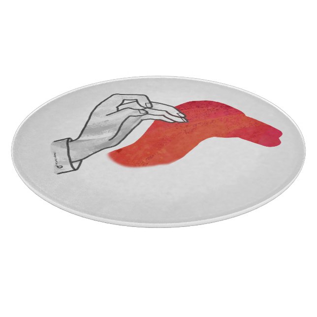 Hand Silhouette Camel Red Cutting Board (Corner)