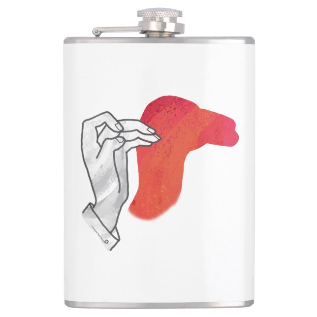Hand Silhouette Camel Red Flask (Front)