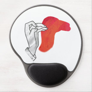 Hand Silhouette Camel Red Gel Mouse Pad