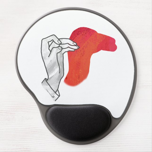 Hand Silhouette Camel Red Gel Mouse Pad (Front)