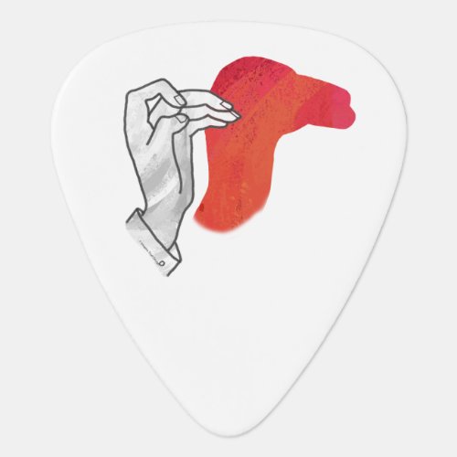 Hand Silhouette Camel Red Guitar Pick