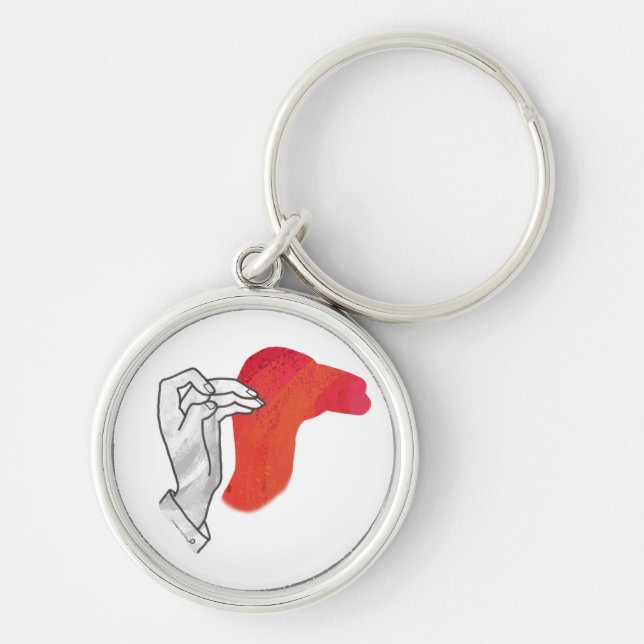 Hand Silhouette Camel Red Keychain (Front)