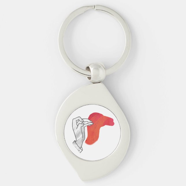 Hand Silhouette Camel Red Keychain (Front)