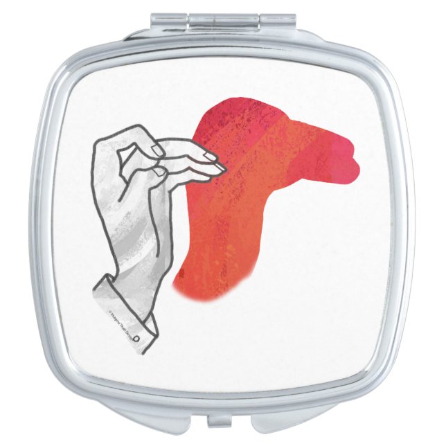 Hand Silhouette Camel Red Makeup Mirror (Front)