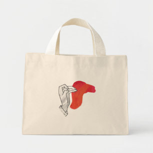 Hand Silhouette Camel Red Mini Tote Bag