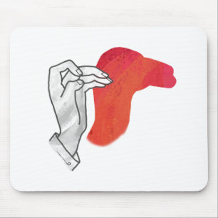Hand Silhouette Camel Red Mouse Pad
