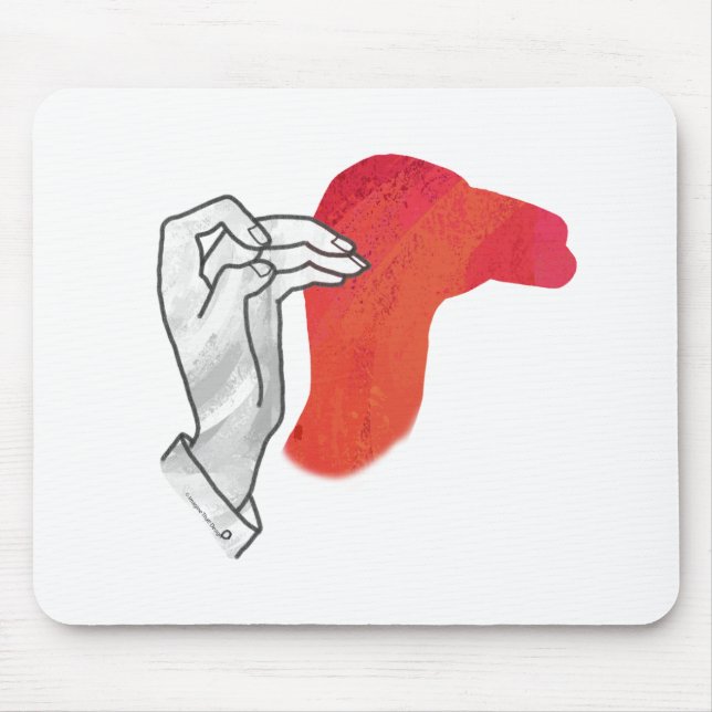 Hand Silhouette Camel Red Mouse Pad (Front)