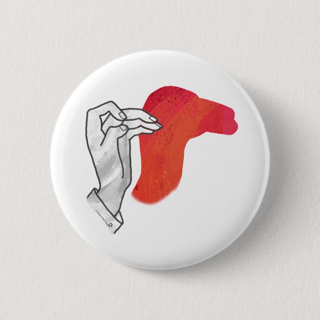 Hand Silhouette Camel Red Pinback Button (Front)