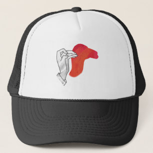 Hand Silhouette Camel Red Trucker Hat