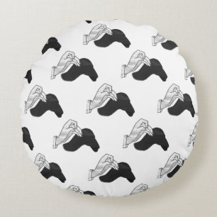 Hand Silhouette Camel Round Pillow
