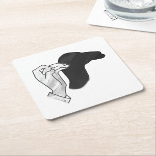 Hand Silhouette Camel Square Paper Coaster