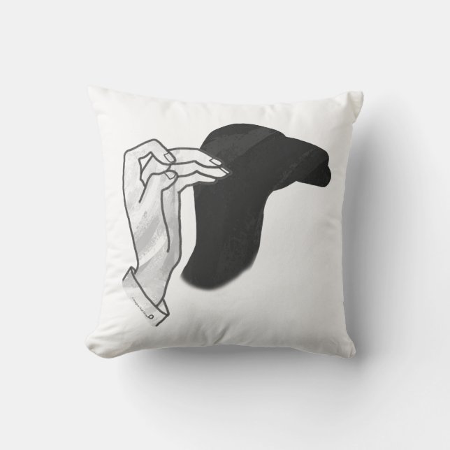 Hand Silhouette Camel Throw Pillow (Front)