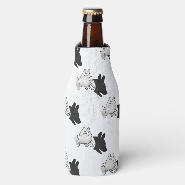 Hand Silhouette Dog Bottle Cooler (Bottle Front)