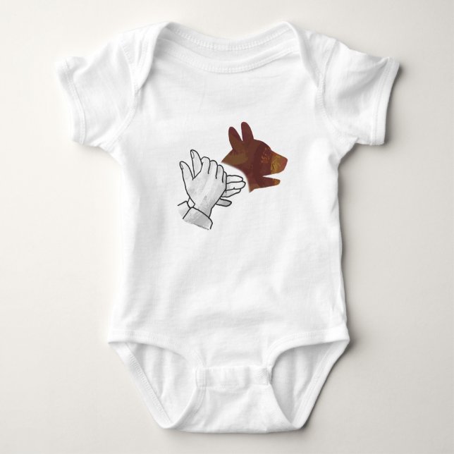 Hand Silhouette Dog Brown Baby Bodysuit (Front)