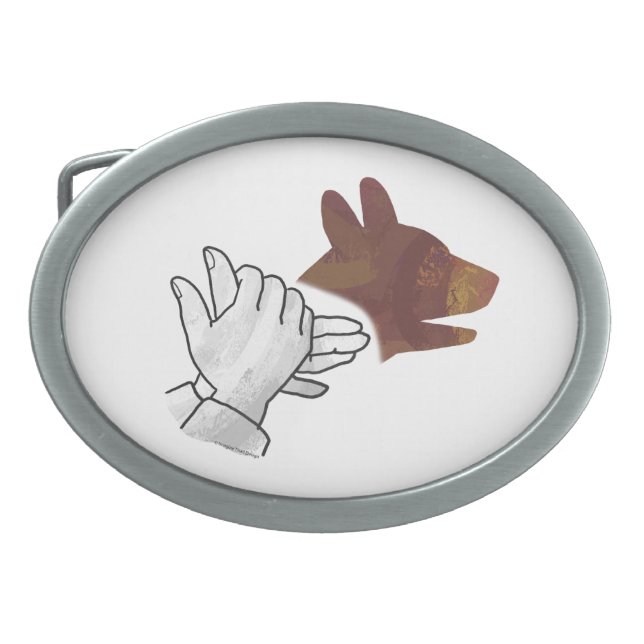 Hand Silhouette Dog Brown Belt Buckle (Front)