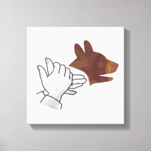 Hand Silhouette Dog Brown Canvas Print