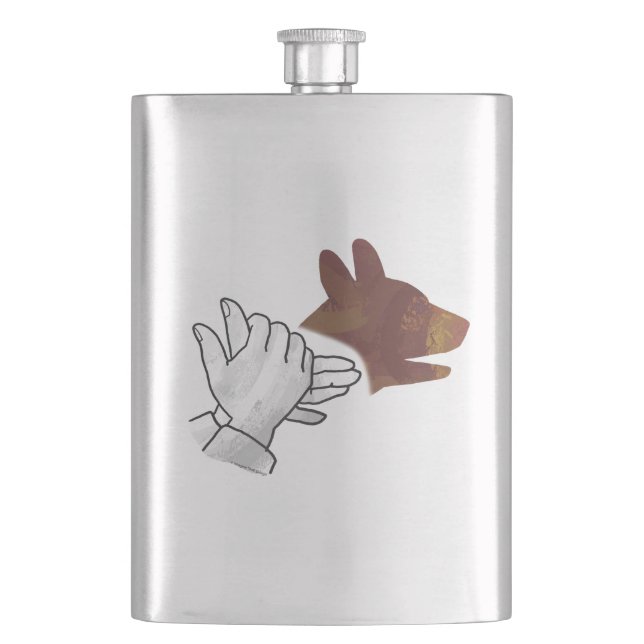 Hand Silhouette Dog Brown Flask (Front)