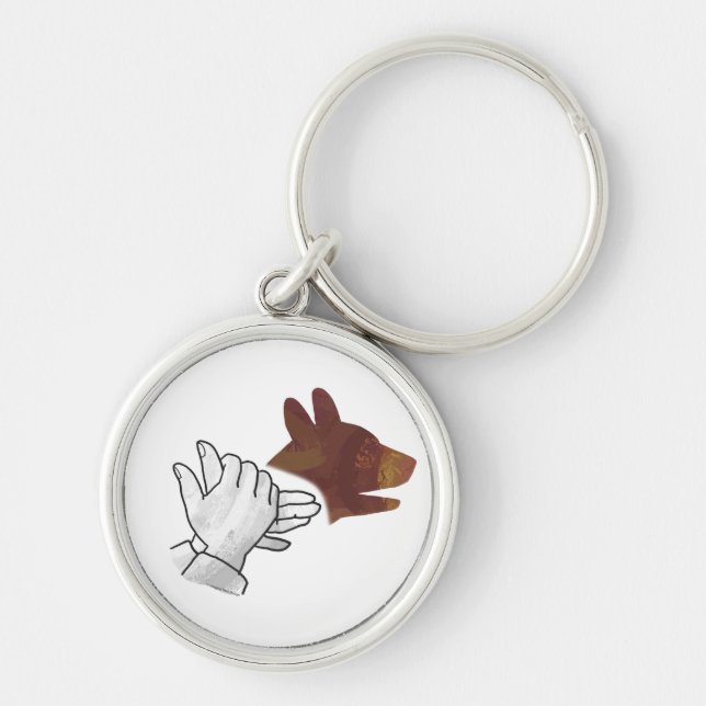 Hand Silhouette Dog Brown Keychain (Front)