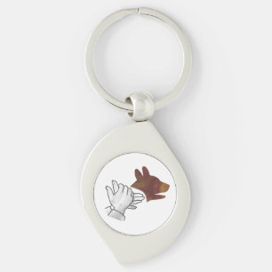 Hand Silhouette Dog Brown Keychain