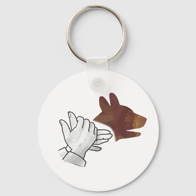 Hand Silhouette Dog Brown Keychain (Front)