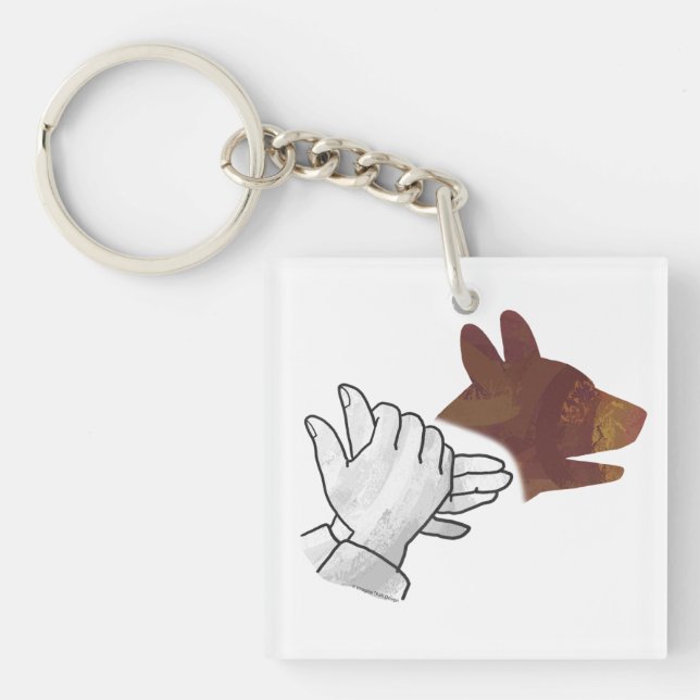 Hand Silhouette Dog Brown Keychain (Front)